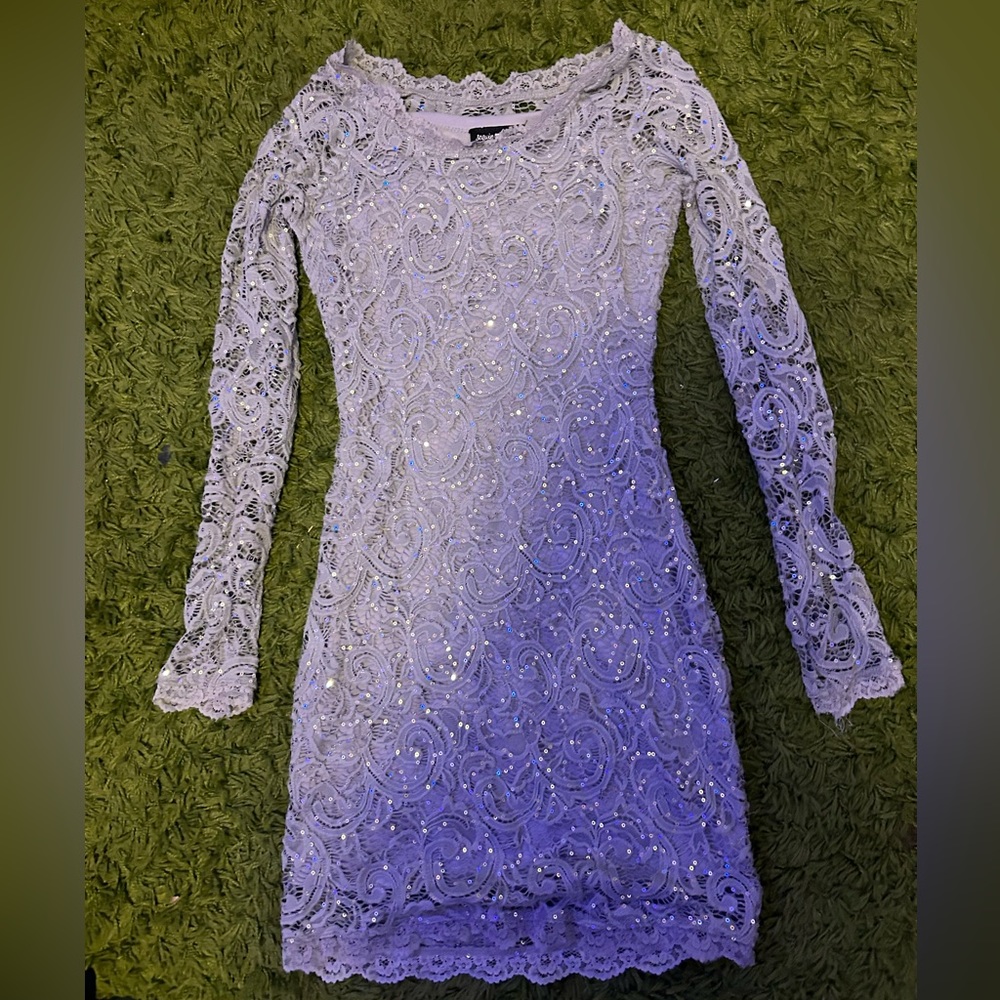 Grey - sequins form fitting homecoming dress🩶
